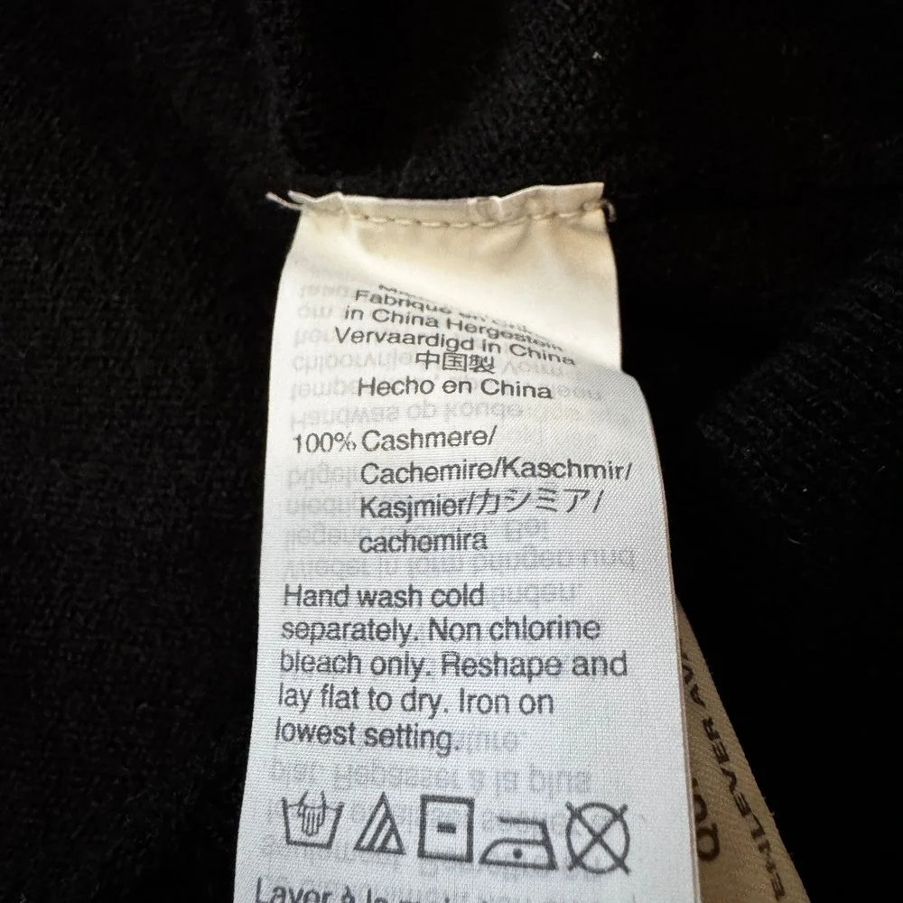 J Crew XL Black 100% Cashmere Midweight 1/4 Quarter Zip Pullover Preppy Classic